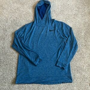 Nike Long sleeved dri fit hooded t-shirt - light blue size Large